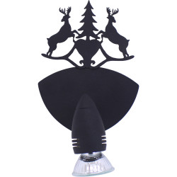 Faretto 1 luce nero - Coeur cerf sapin | Sans interrupteur