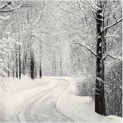 Toile sur chassis chemin enneigé - 40x40