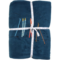 Plaid polaire brodé Passe-montagne - Bleu | 150x150