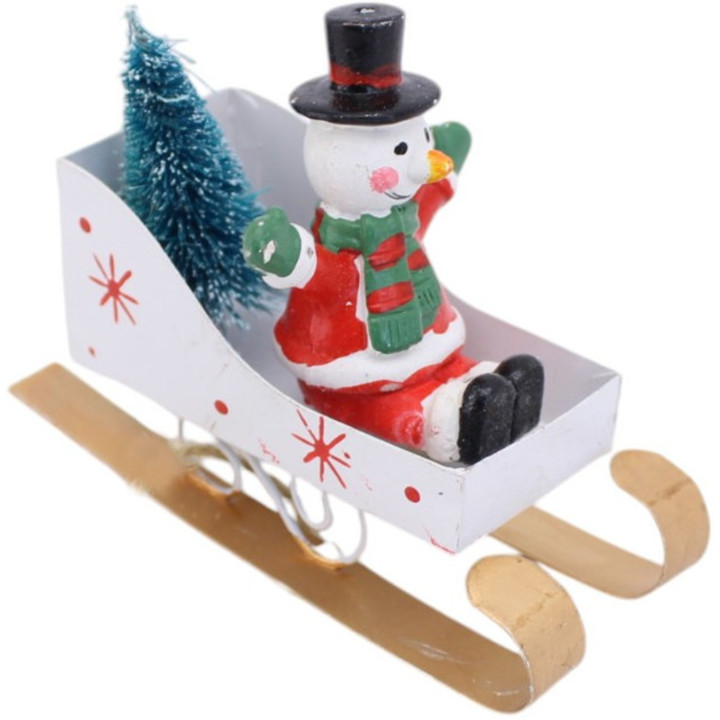 Mini decorative snowman sledge