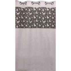 Nendaz stag curtain - Beige bandeau marron