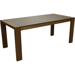 Tavolo rovere e fenix con prolunga integrata perla - Chêne tobacco | 185x77x90 | Fenix cacao