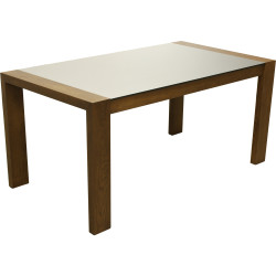 Tavolo rovere e fenix con prolunga integrata perla - Chêne tobacco | 165x77x90 | Fenix aluminium