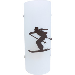 Applique edelweiss rouille avec tube en verre - Skieur schuss