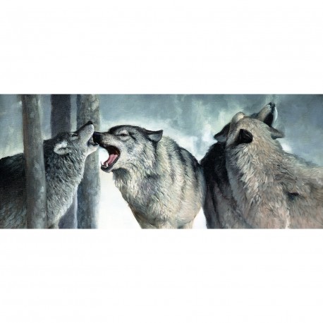 Toile sur chassis horde de 4 loups