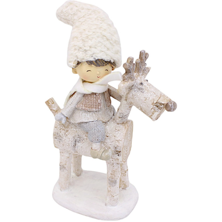 Bambino deco sulla sua renna