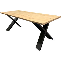 Rectangular solid oak dining table with metal legs - 200x76x90 | Pieds n°1