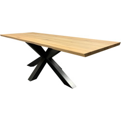Rectangular solid oak dining table with metal legs - 240x76x90 | Pieds n°6