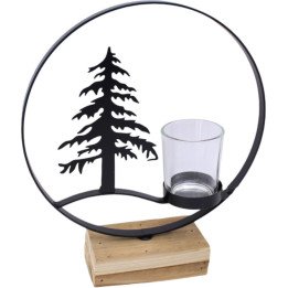 Small metal candleholder with fir tree