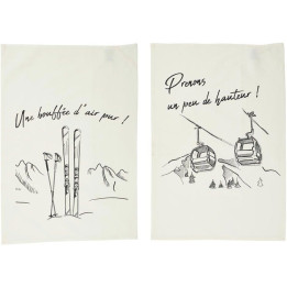 Set de 2 torchons ski/téléphérique