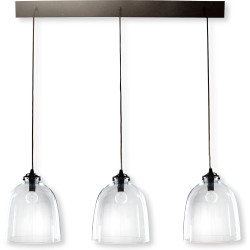 Black metal bar 3 lamp glass shade diane - 21x25 | Abat jour clochette