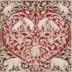 Toile sur chassis coeur ours rouge et brun - 60x60