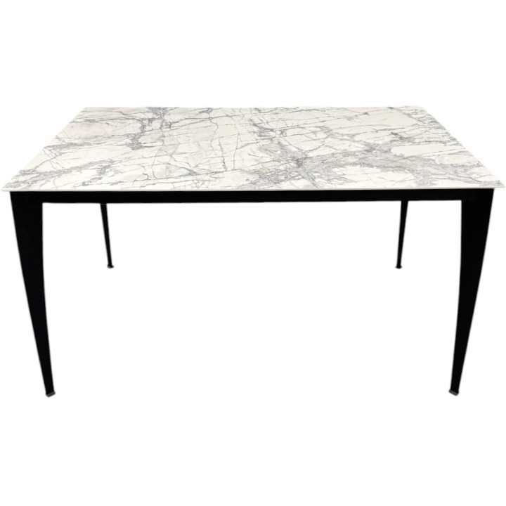 Table mad céramique pieds métal noir