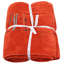 Plaid polaire brodé Passe-montagne - Orange | 150x150