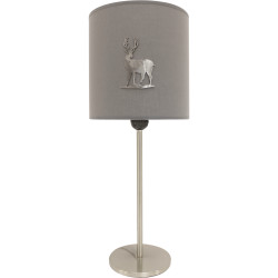 Lampada Allos in acciaio con paralume grigio - Cerf regardant derrière acier