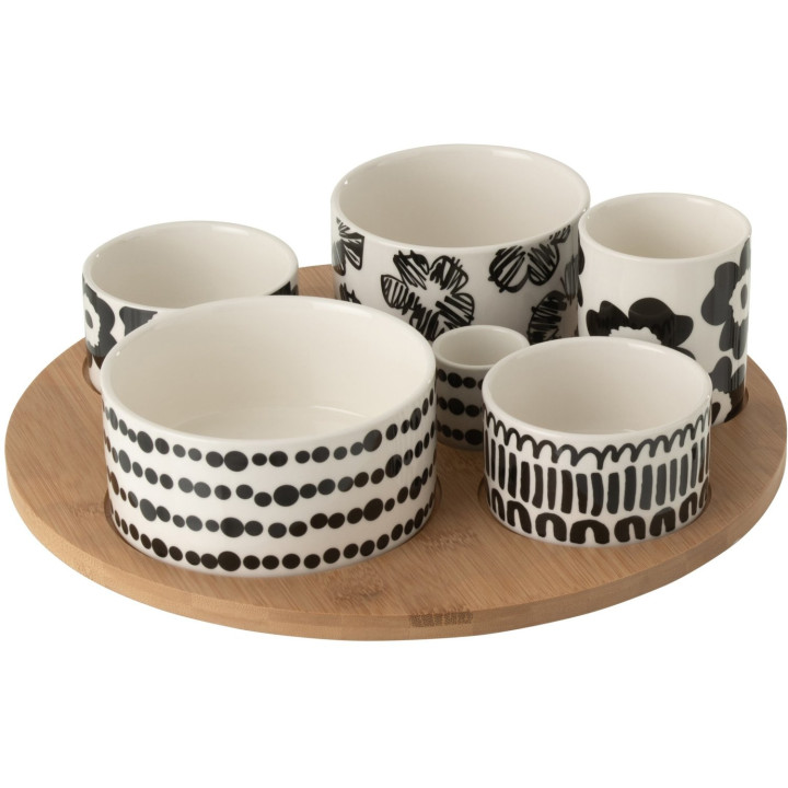 5-pot aperitif set with floral pattern