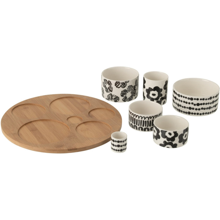 5-pot aperitif set with floral pattern
