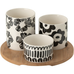 3-pot aperitif set with floral pattern