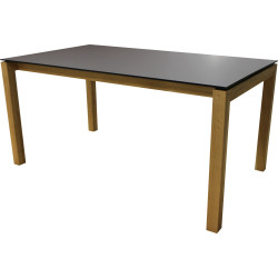 Table étoile plateau fenix et pieds chêne avec allonge intégrée - Chêne naturel | 160x77x90 | Fenix cacao