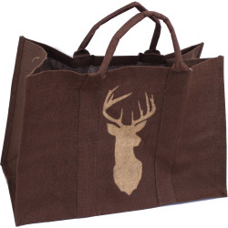 Jute Log Bag with Deer - Marron cerf