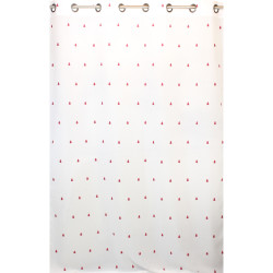 Tenda voile Avet con piccoli abeti ricamati - Blanc sapin rouge