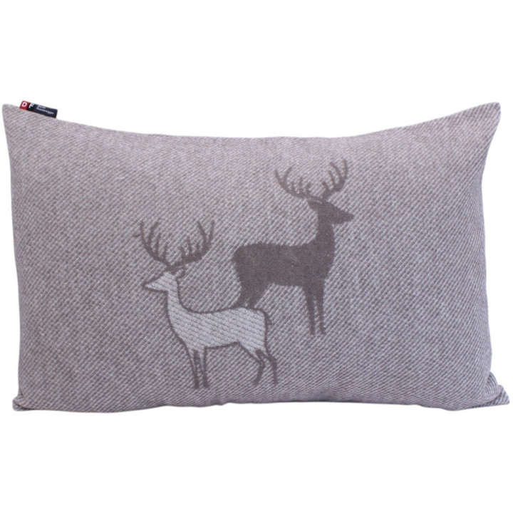 Coussin couple de cerfs marron