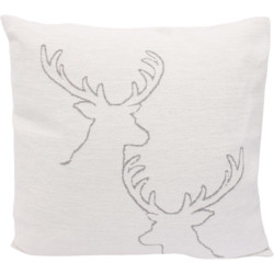 Coussin 2 têtes de cerf - Ecru