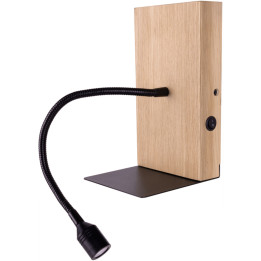 Lampada da lettura+supporto murale legno+piccola mensola