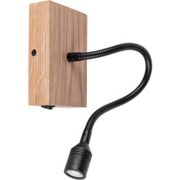 Lampada da lettura con supporto murale in legno rettangolare