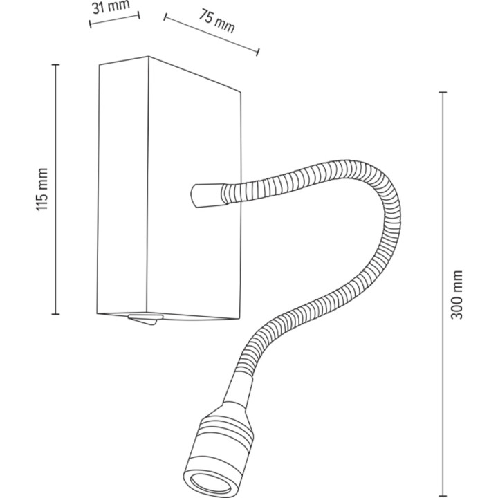 Lampada da lettura con supporto murale in legno rettangolare