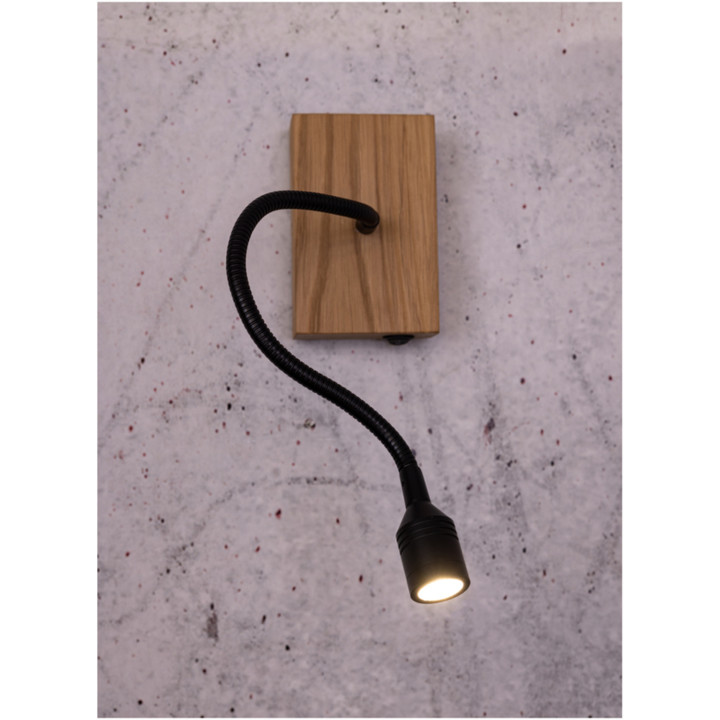 Lampada da lettura con supporto murale in legno rettangolare