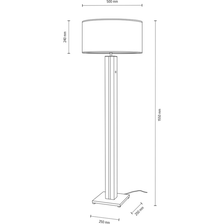 Lampadaire led pied bois cubique avec abat-jour