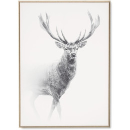 Quadro cervo con cornice in legno