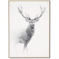 Tableau cerf avec encadrement bois - 64x94