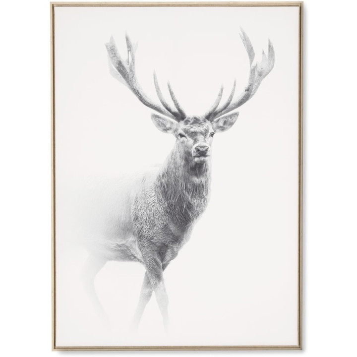 Quadro cervo con cornice in legno