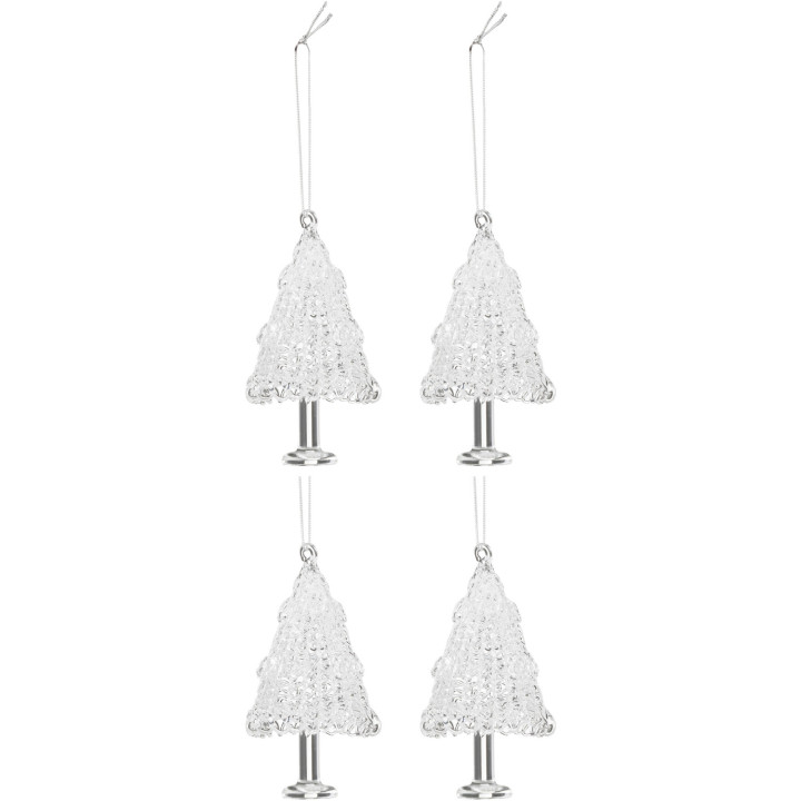 4 hanging glass Christmas trees