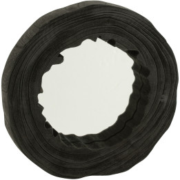 Irregular black wood mirror