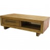 Table basse teck massif recyclé 2 tiroirs 1 niche foresta