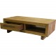 Table basse teck massif recyclé 2 tiroirs 1 niche foresta