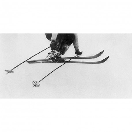 Toile sur chassis saut d'un skieur vintage de coté