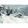 Toile sur chassis chalet perdu sous la neige