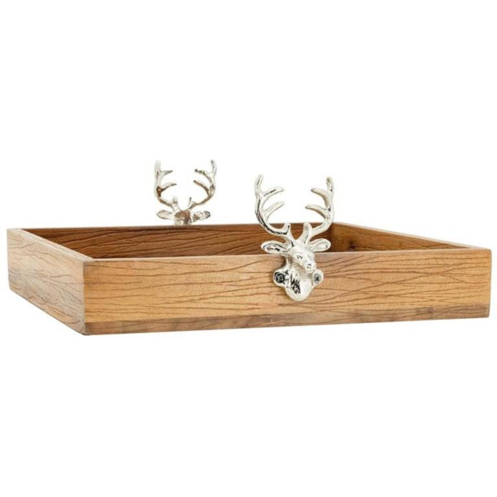Plateau bois têtes de cerf