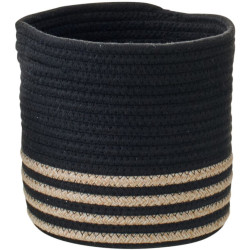 Black cotton cylinder basket - 16x16
