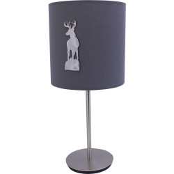Lampada Allos in acciaio con paralume grigio - Cerf debout acier