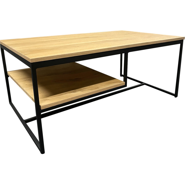 Tavolino doppio piano rovere e metallo