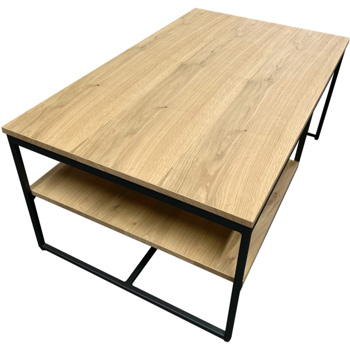 Tavolino doppio piano rovere e metallo