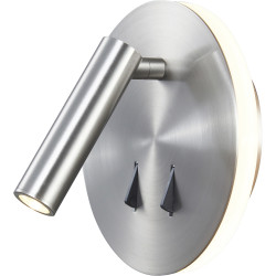 Round reading wall light with switches - Nickel satin