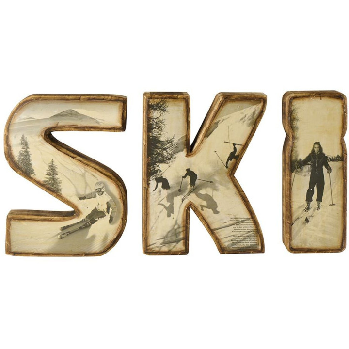 Wooden ski photo letters