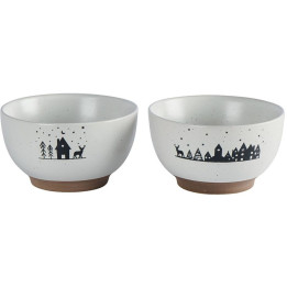 Set de 2 bols bicolores motifs hiver
