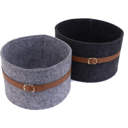 Set of 2 round felt baskets
